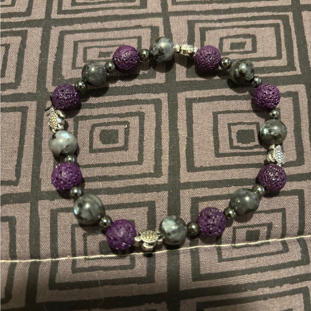 Labradorite beaded elastic bracelet